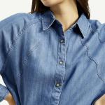 Women's Solid Spread Collar Denim Shirt