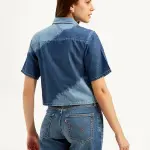 Women's Colorblock Spread Collar Denim Shirt