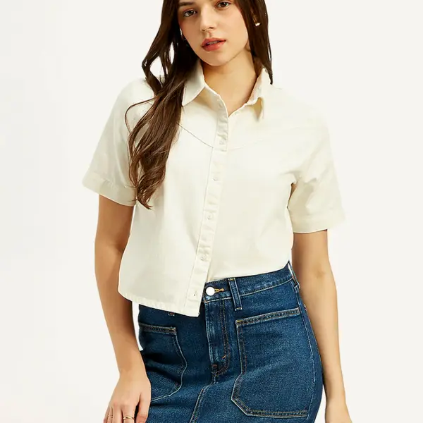 Women's Solid Spread Collar Shirt