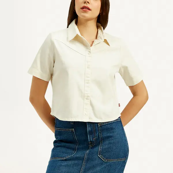 Women's Solid Spread Collar Shirt