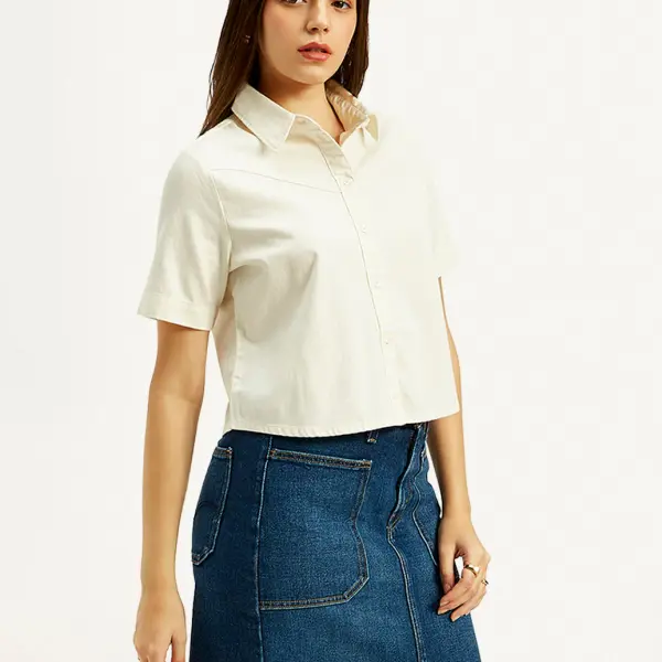 Women's Solid Spread Collar Shirt