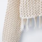 FRINGED MESH KNIT SWEATER
