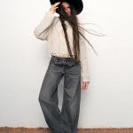 FRINGED MESH KNIT SWEATER