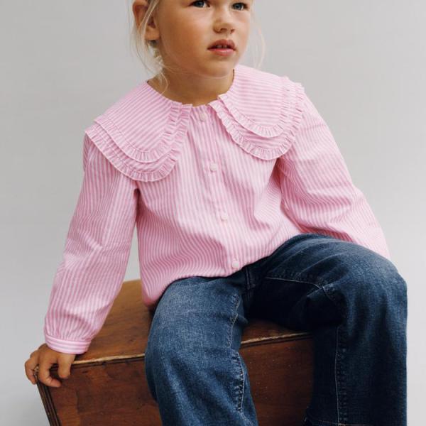 STRIPED SHIRT WITH DOUBLE COLLAR