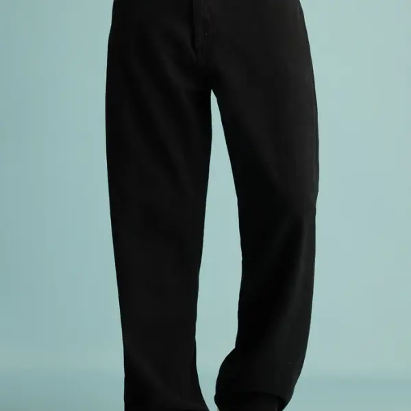 spruce black men's baggy straight jeans