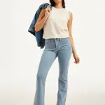 Women's Light Blue Flared Fit High Rise Jeans