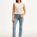 Women's Light Blue Flared Fit High Rise Jeans