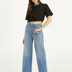 Women's Blue Mile High Wide Leg Fit High Rise Jeans