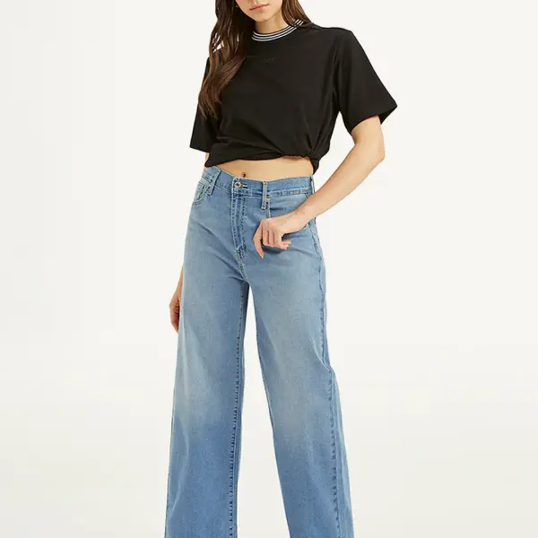 Women's Blue Mile High Wide Leg Fit High Rise Jeans