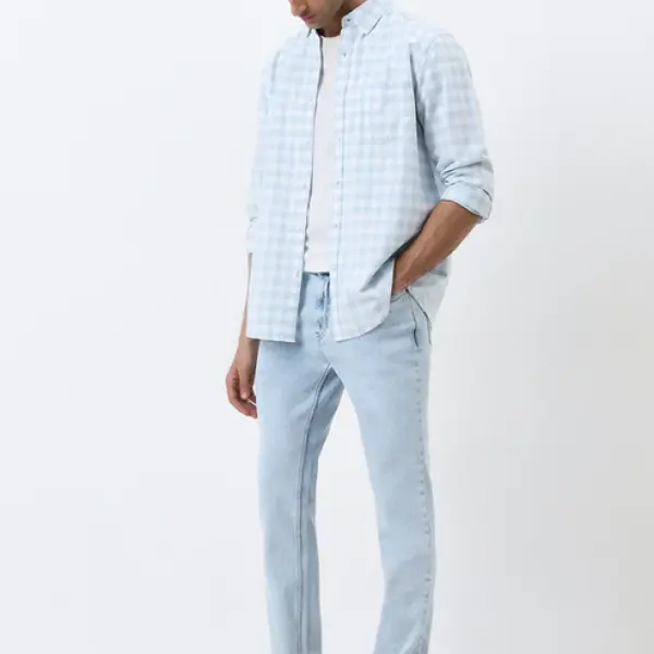Light Blue Slim-Fit Mid-Rise Jeans