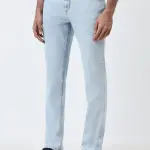 Light Blue Slim-Fit Mid-Rise Jeans