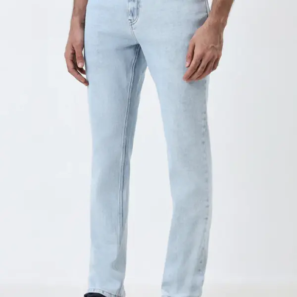 Light Blue Slim-Fit Mid-Rise Jeans