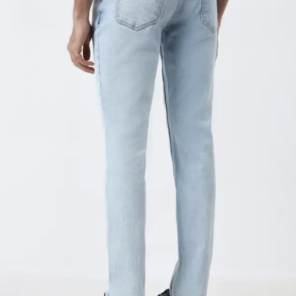 Light Blue Slim-Fit Mid-Rise Jeans
