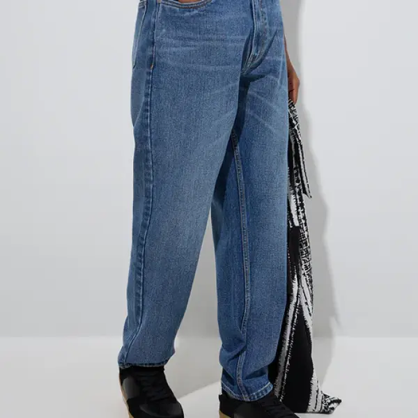 Blue Faded Relaxed-Fit Mid-Rise Jeans