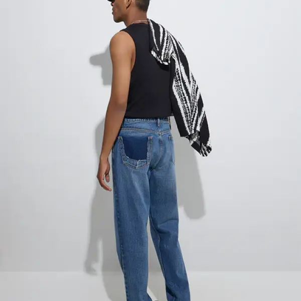 Blue Faded Relaxed-Fit Mid-Rise Jeans