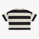 Kids Black Striped Cotton Polo T-Shirt