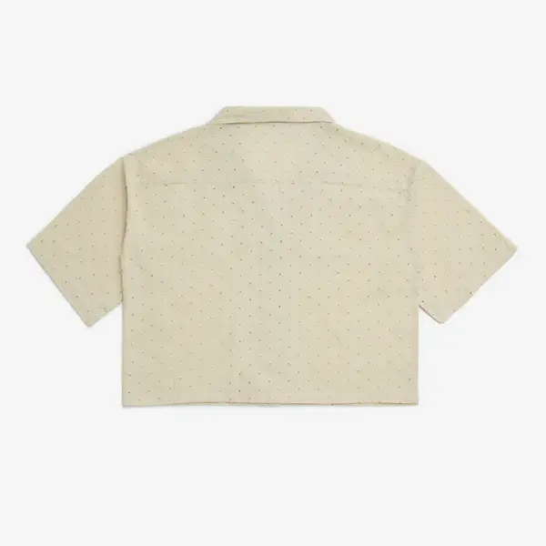 Kids Beige Floral Embroidered Cotton Shirt