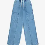 Kids Blue Wide-Leg Mid-Rise Jeans