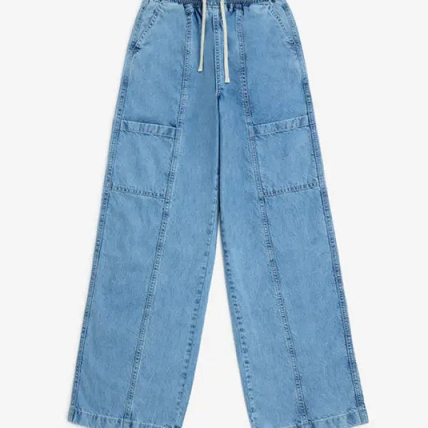 Kids Blue Wide-Leg Mid-Rise Jeans