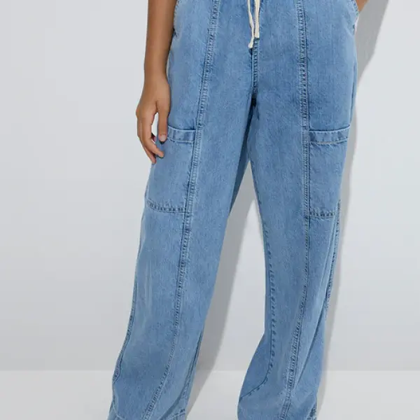 Kids Blue Wide-Leg Mid-Rise Jeans