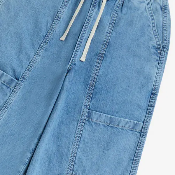 Kids Blue Wide-Leg Mid-Rise Jeans