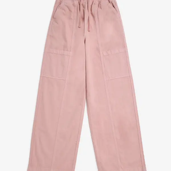 Kids Pink Wide-Leg Mid-Rise Jeans