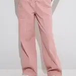 Kids Pink Wide-Leg Mid-Rise Jeans