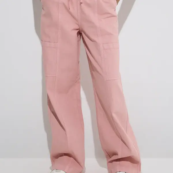 Kids Pink Wide-Leg Mid-Rise Jeans