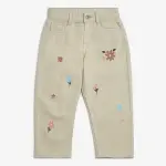 Kids Beige Embroidered Relaxed-Fit Mid-Rise Jeans