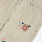 Kids Beige Embroidered Relaxed-Fit Mid-Rise Jeans