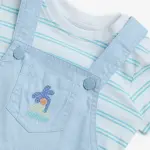 Baby Teal Animal Design Cotton Dungaree and T-Shirt Set