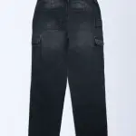 Kids Charcoal Faded Relaxed-Fit Mid-Rise Jeans