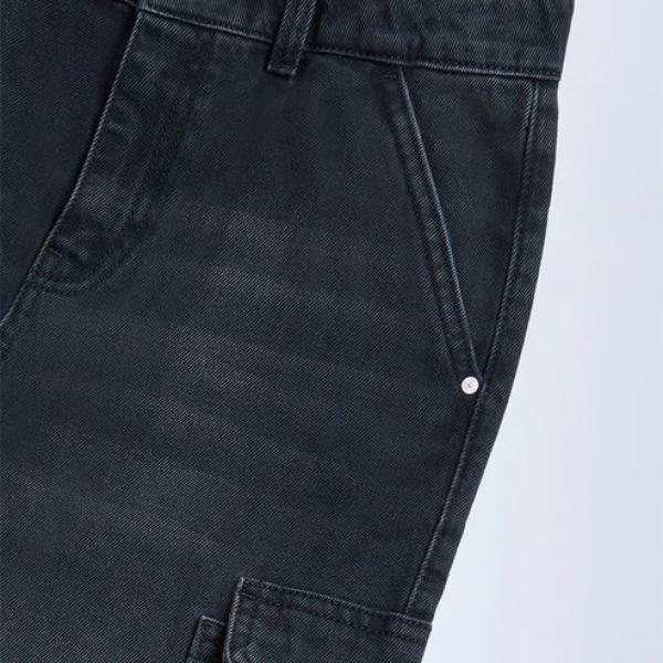 Kids Charcoal Faded Relaxed-Fit Mid-Rise Jeans