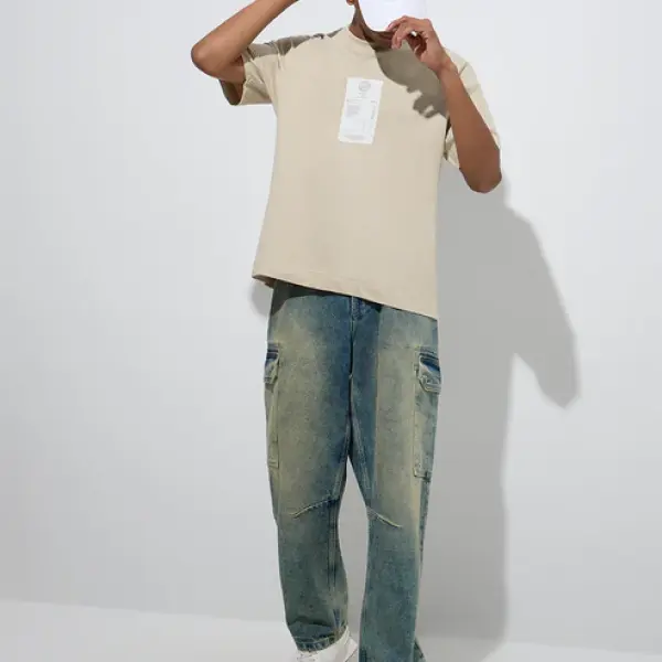 Blue Washed Relaxed-Fit Mid-Rise Jeans