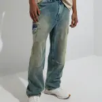 Blue Washed Relaxed-Fit Mid-Rise Jeans
