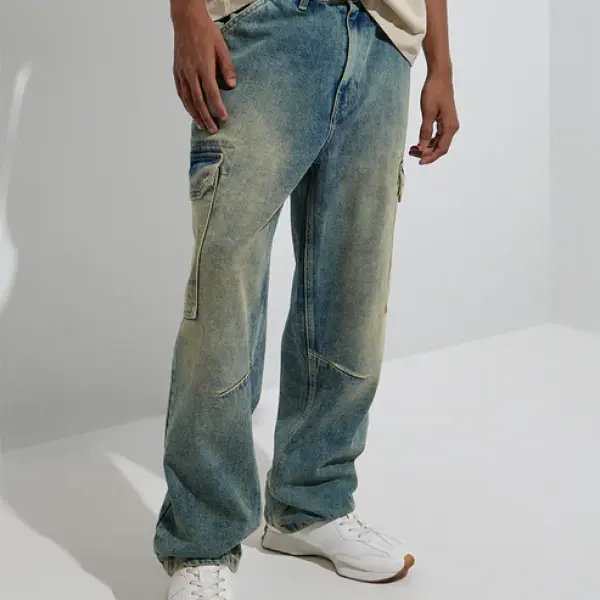 Blue Washed Relaxed-Fit Mid-Rise Jeans