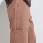 Dusty Pink Cargo-Style Relaxed-Fit Mid-Rise Jeans