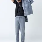 Grey Washed Slim-Fit Mid-Rise Jeans