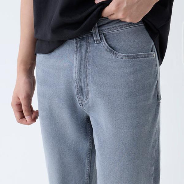 Grey Washed Slim-Fit Mid-Rise Jeans