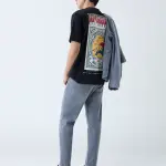 Grey Washed Slim-Fit Mid-Rise Jeans