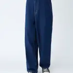 Dark Blue Loose-Fit Mid-Rise Jeans