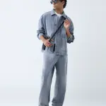 Grey Washed Loose-Fit Mid-Rise Jeans