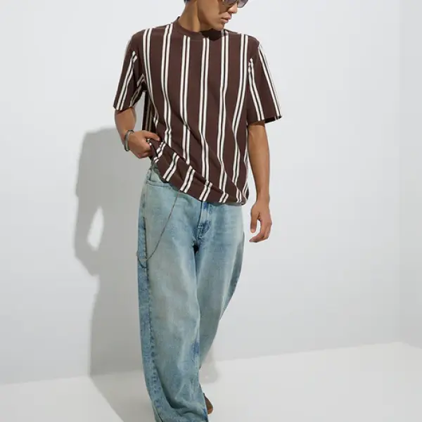 Light Blue Washed Barrel-Fit Mid-Rise Jeans
