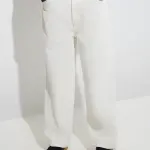 White Barrel-Fit Mid-Rise Jeans