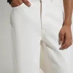 White Barrel-Fit Mid-Rise Jeans