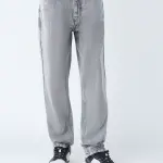 Grey Faded Relaxed-Fit Mid-Rise Jeans