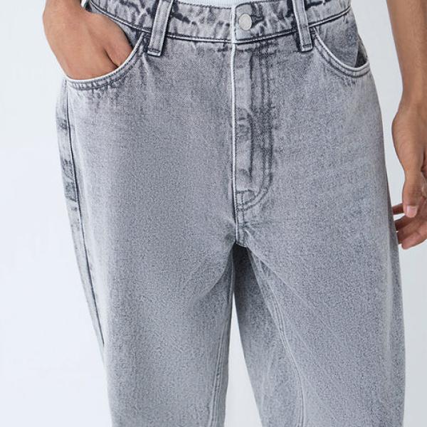 Grey Faded Relaxed-Fit Mid-Rise Jeans