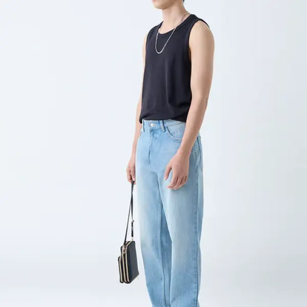Light Blue Faded Relaxed-Fit Mid-Rise Jeans