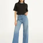 Women's Blue Mile High Wide Leg Fit High Rise Jeans