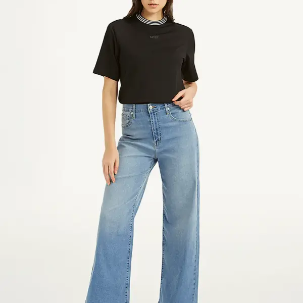 Women's Blue Mile High Wide Leg Fit High Rise Jeans